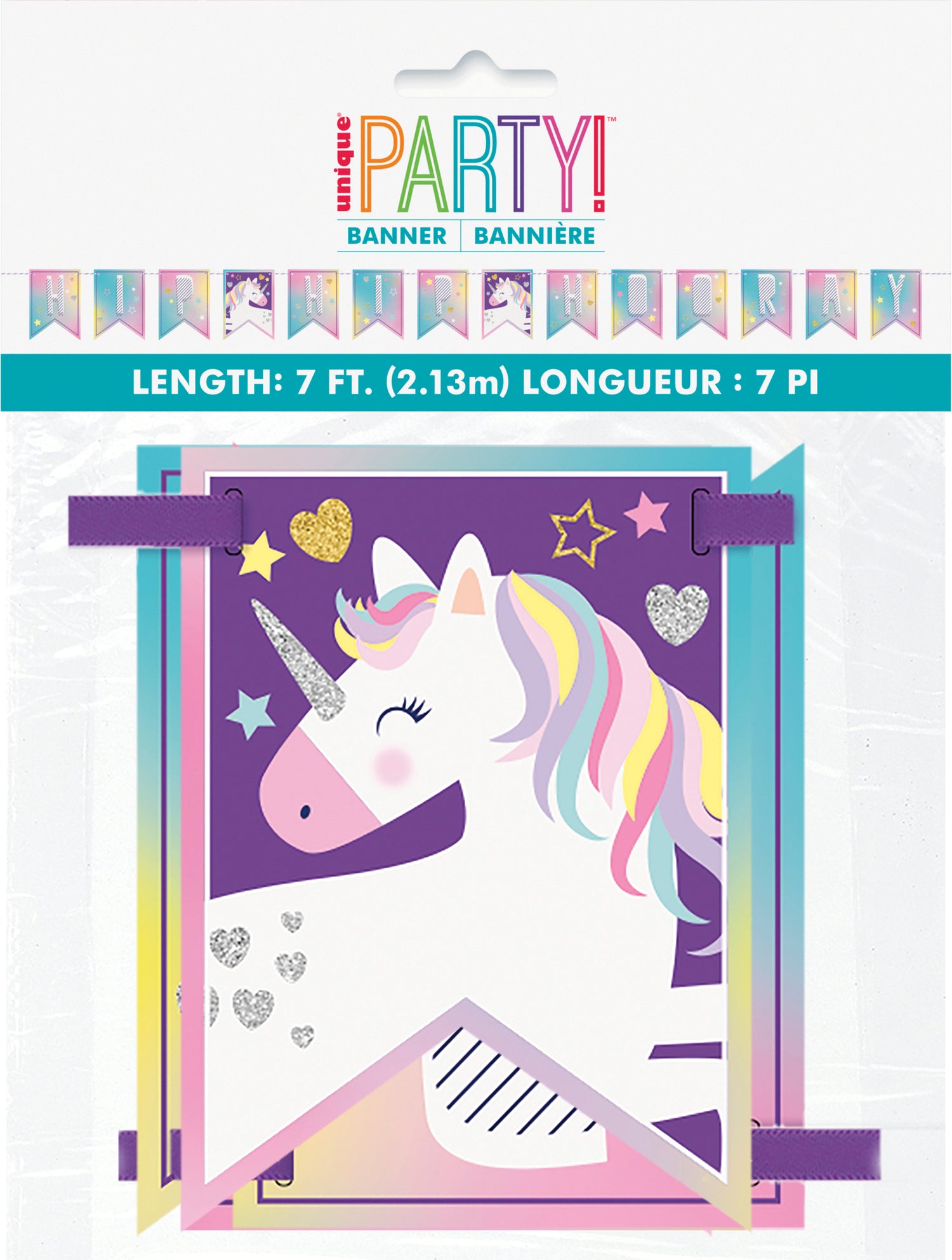 Unicorn Party "Hip Hip Hooray" Pennant Banner, 7 ft - Image 2