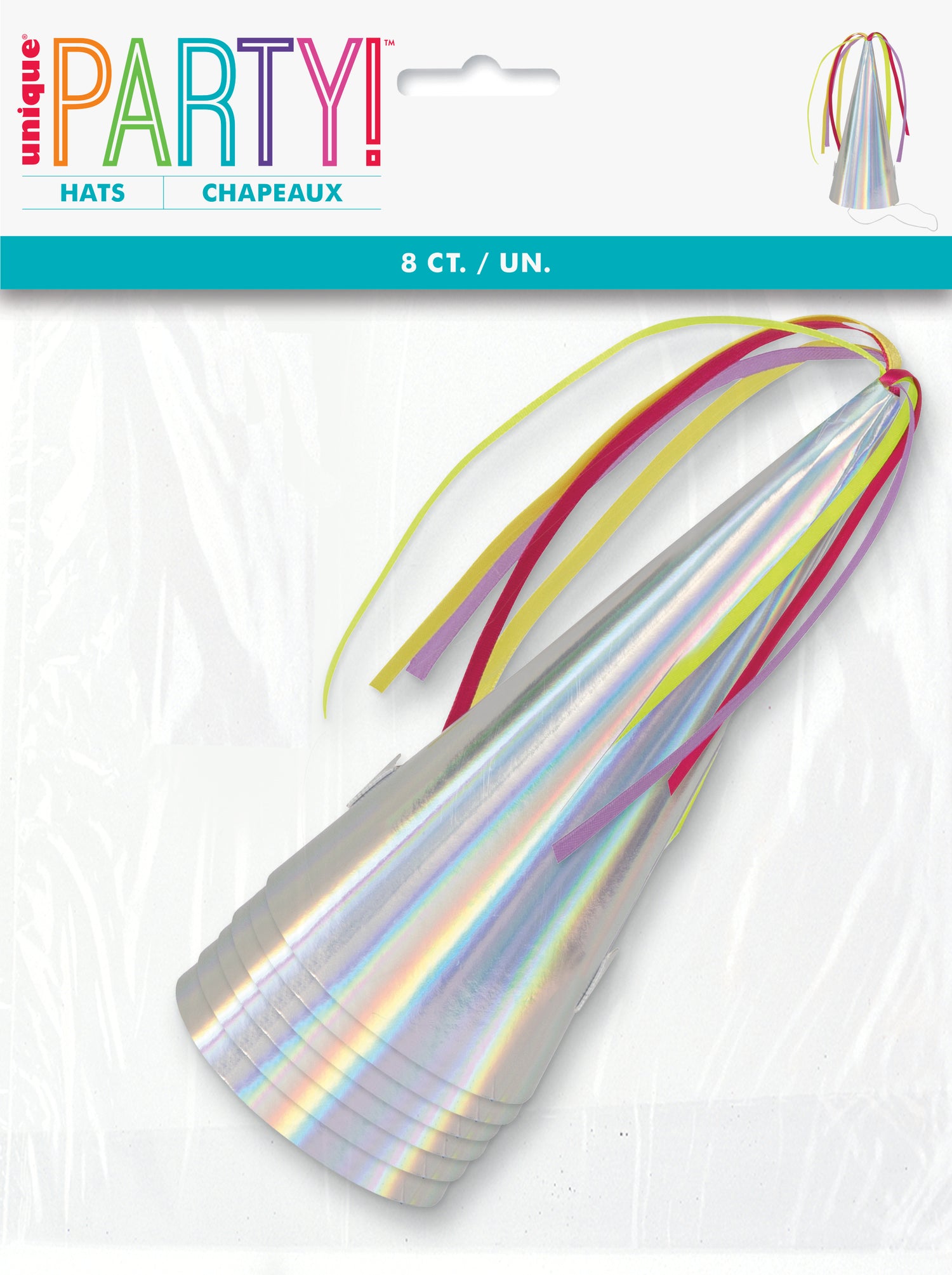Unicorn Horn Iridescent Foil Party Hats, 8ct - Image 2