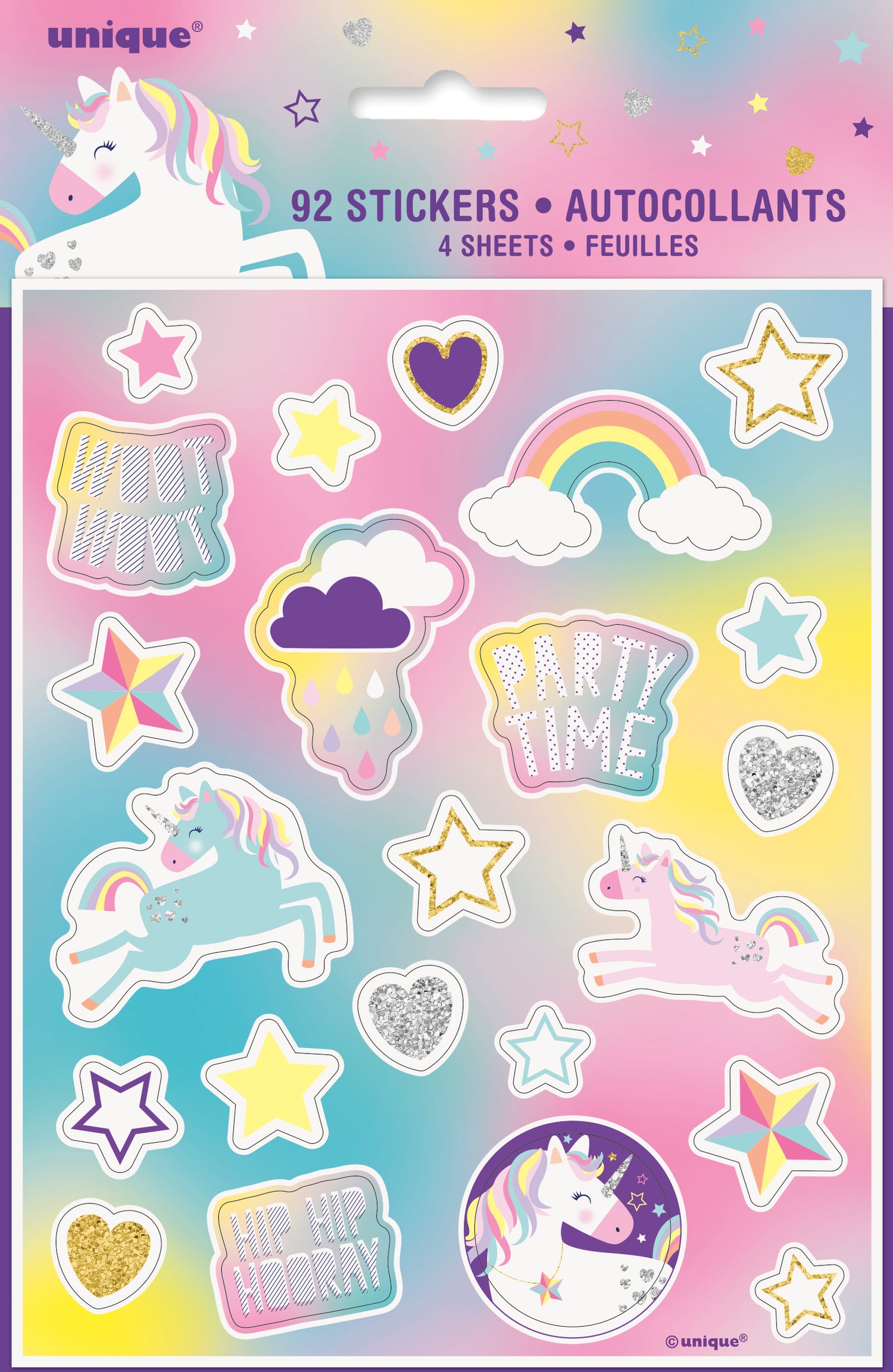 Unicorn Party Sticker Sheets, 4ct - Image 2