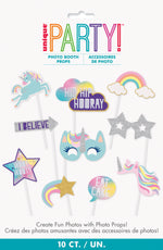 Foil Unicorn Photo Booth Props, 10ct - Image 2
