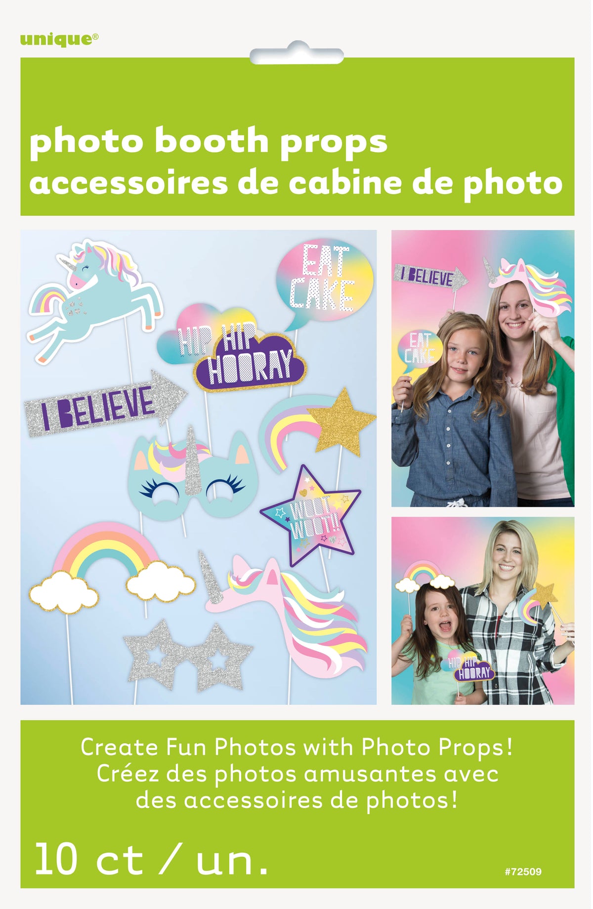 Foil Unicorn Photo Booth Props, 10ct