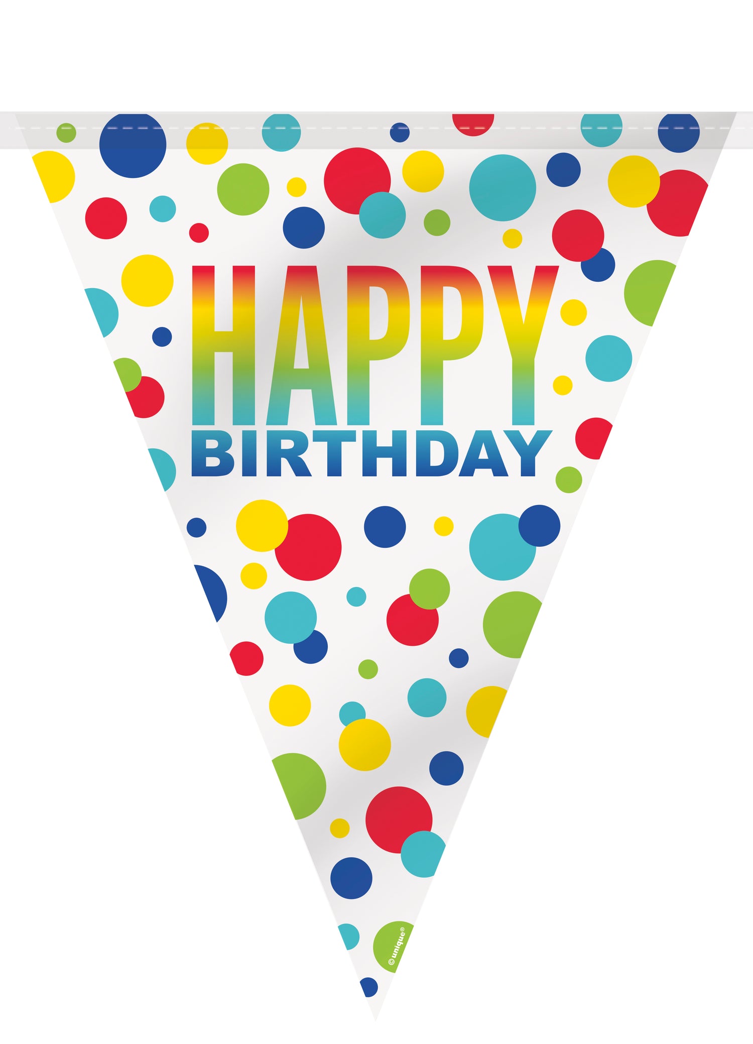 Rainbow Spots Birthday Plastic Flag Banner, 12 ft
