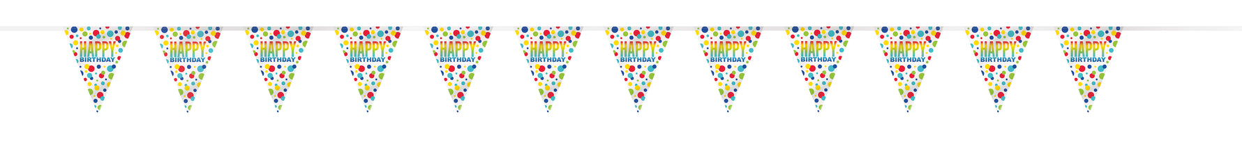 Rainbow Spots Birthday Plastic Flag Banner, 12 ft - Image 3