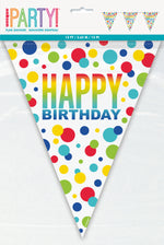 Rainbow Spots Birthday Plastic Flag Banner, 12 ft - Image 2