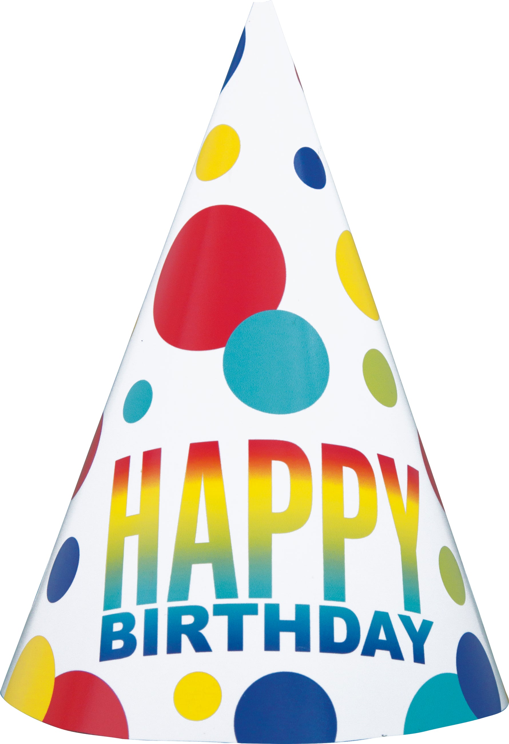 Rainbow Spots Birthday Party Hats, 8ct