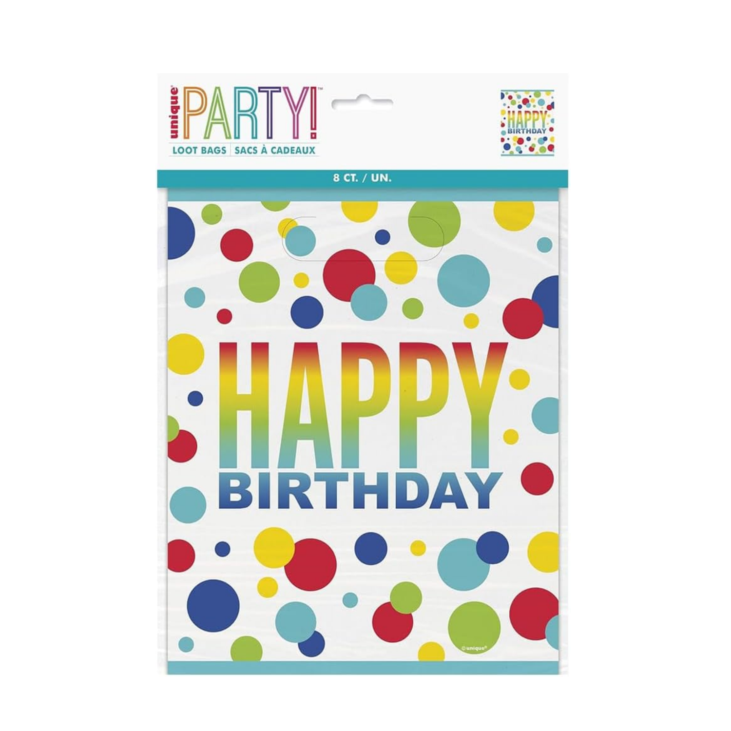 Rainbow Spots Birthday Loot Bags, 8ct