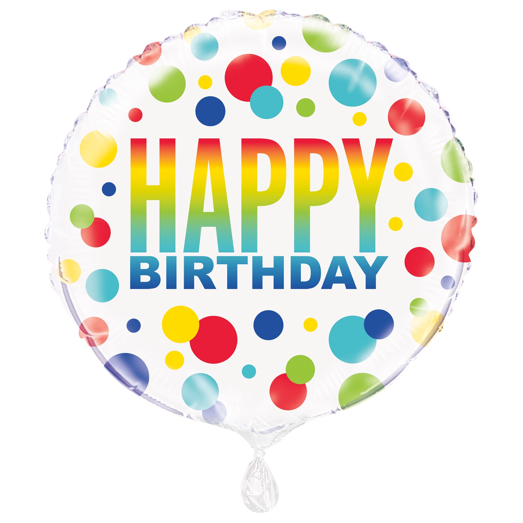 Rainbow Spots Birthday Round Foil Balloon 18", Packaged