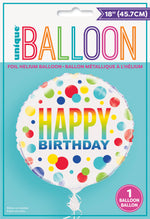 Rainbow Spots Birthday Round Foil Balloon 18", Packaged - Image 2