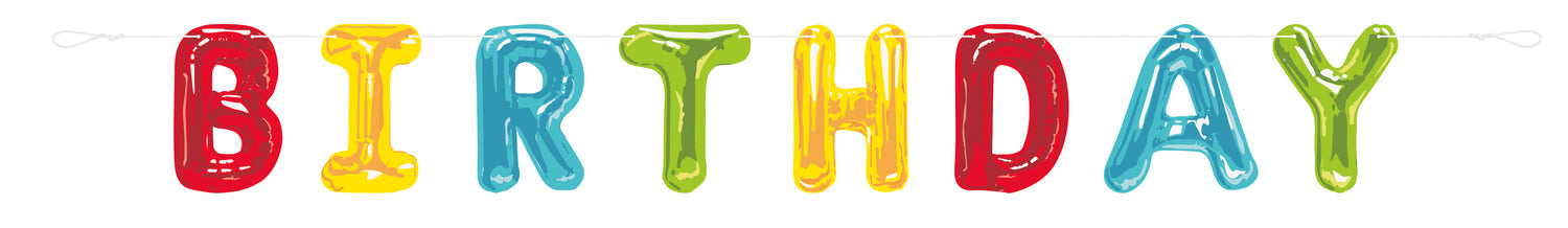 Happy Balloon Birthday Paper Letter Banner, 9 ft, 2pc - Image 2