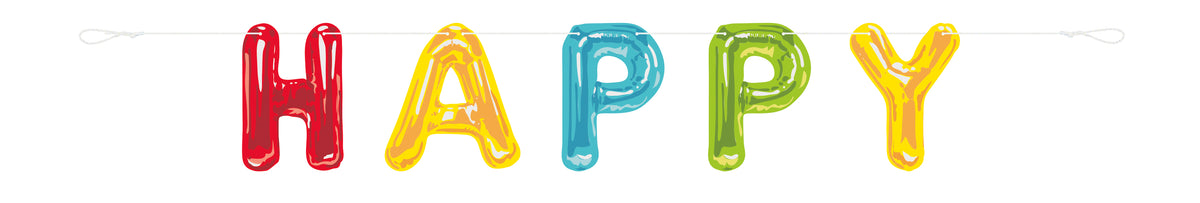 Happy Balloon Birthday Paper Letter Banner, 9 ft, 2pc - Image 3