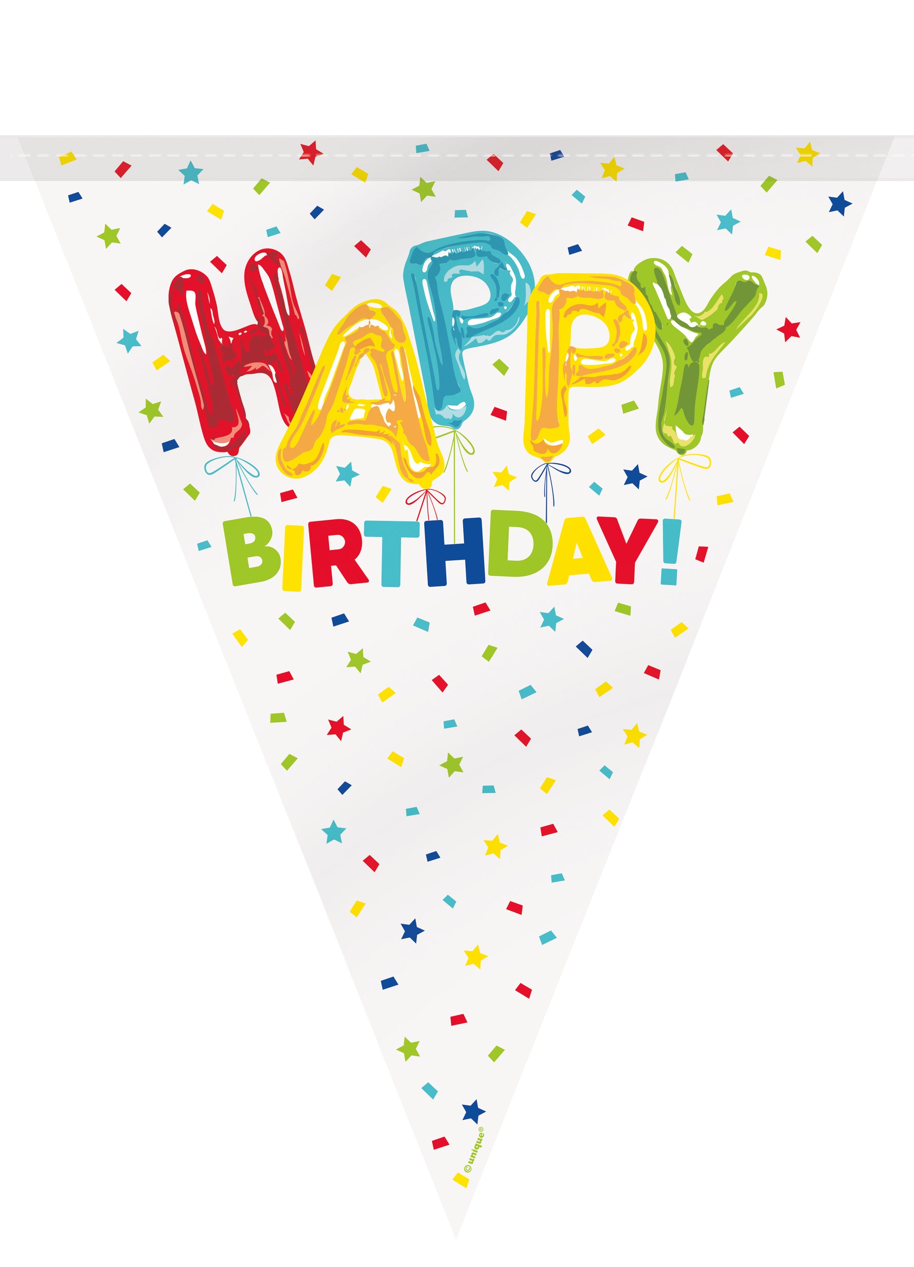 Happy Balloon Birthday Plastic Flag Banner, 12 ft