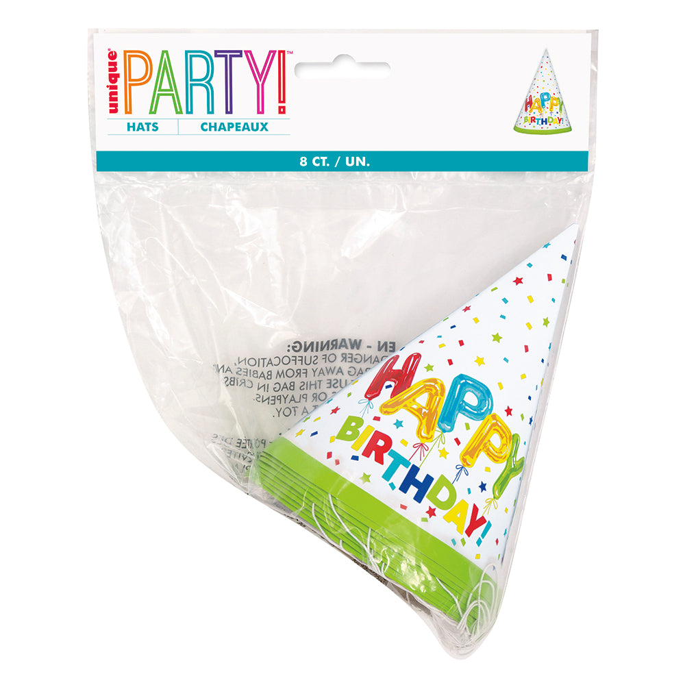 Happy Balloon Birthday Party Hats, 8ct - Image 2