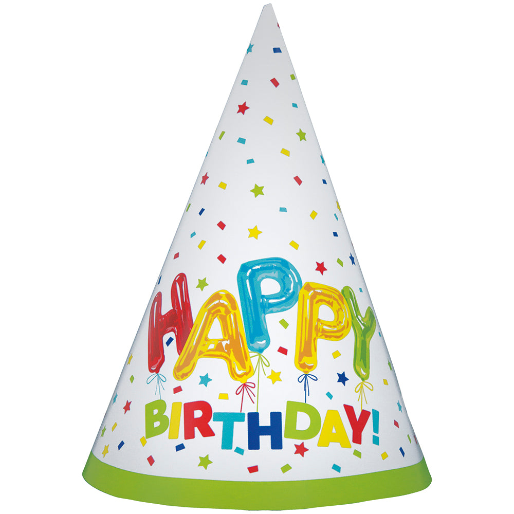 Happy Balloon Birthday Party Hats, 8ct - Image 3