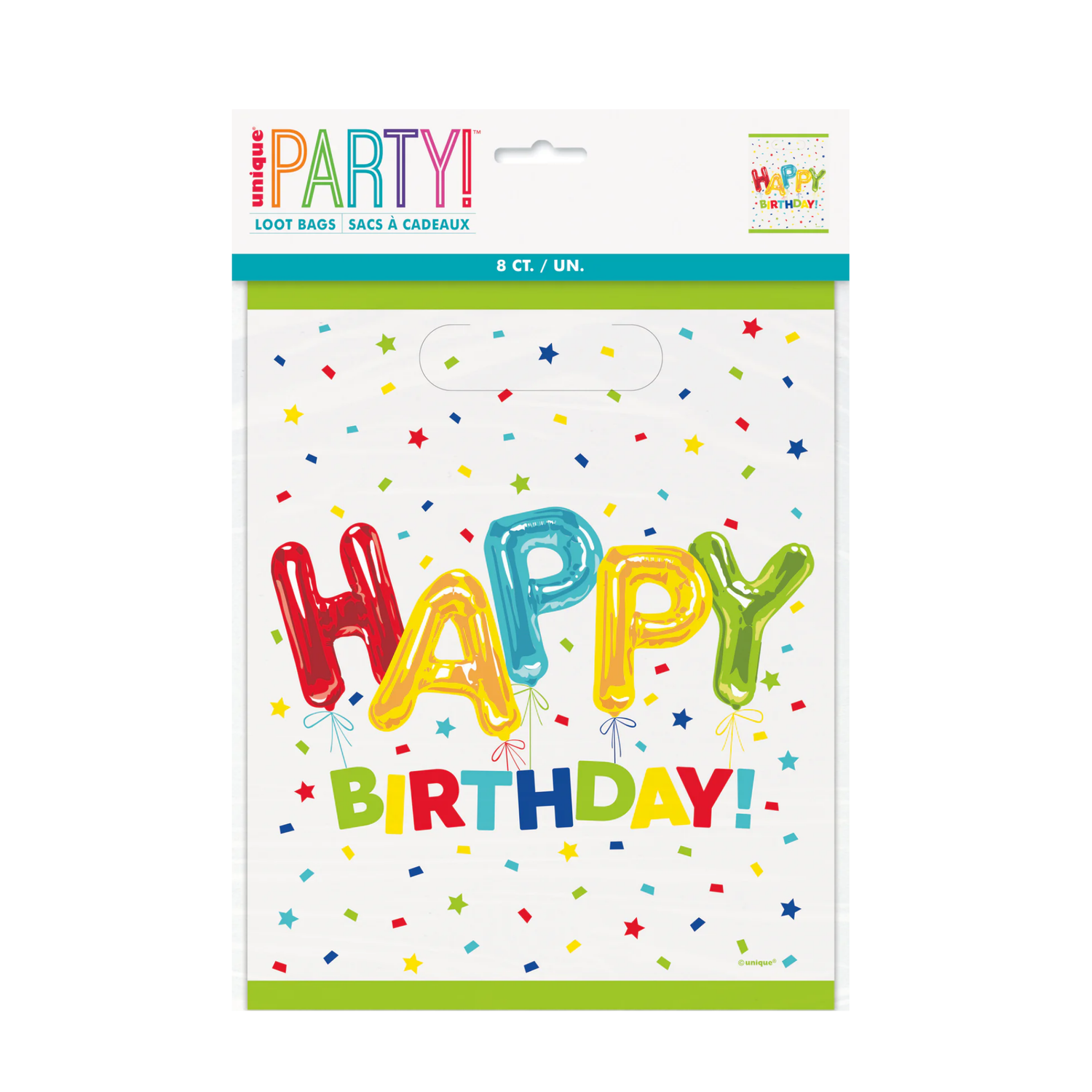 Happy Balloon Birthday Loot Bags, 8ct