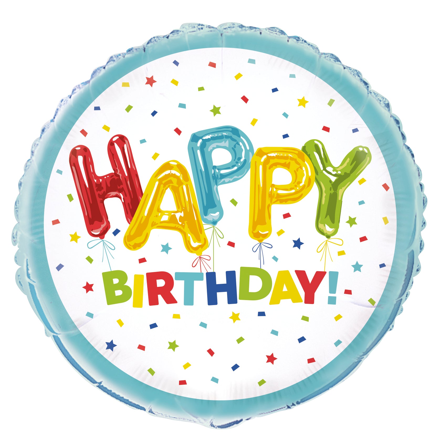 Happy Balloon Birthday Round Foil Balloon 18", Bulk