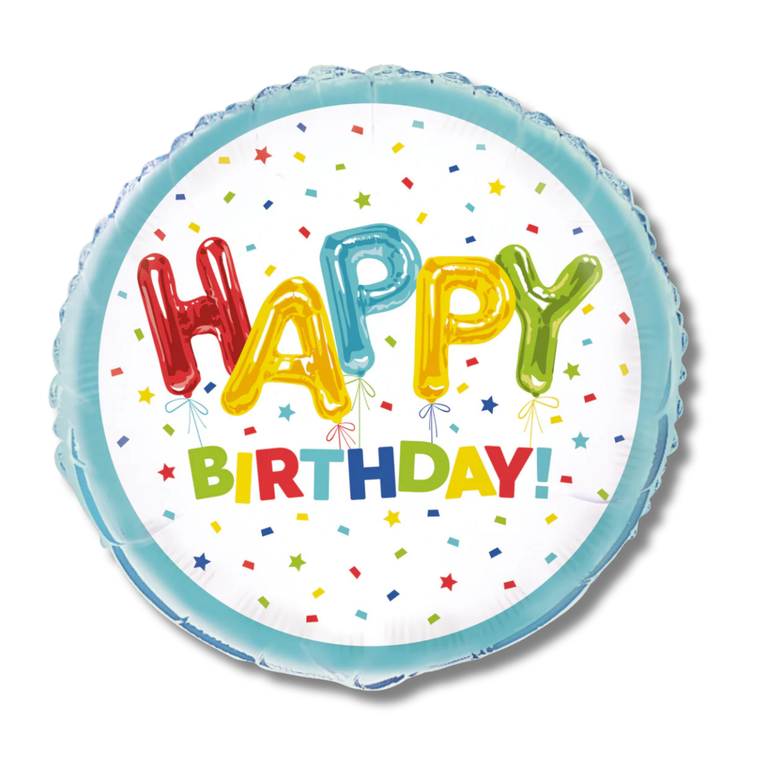 Happy Balloon Birthday Round Foil Balloon 18", Bulk