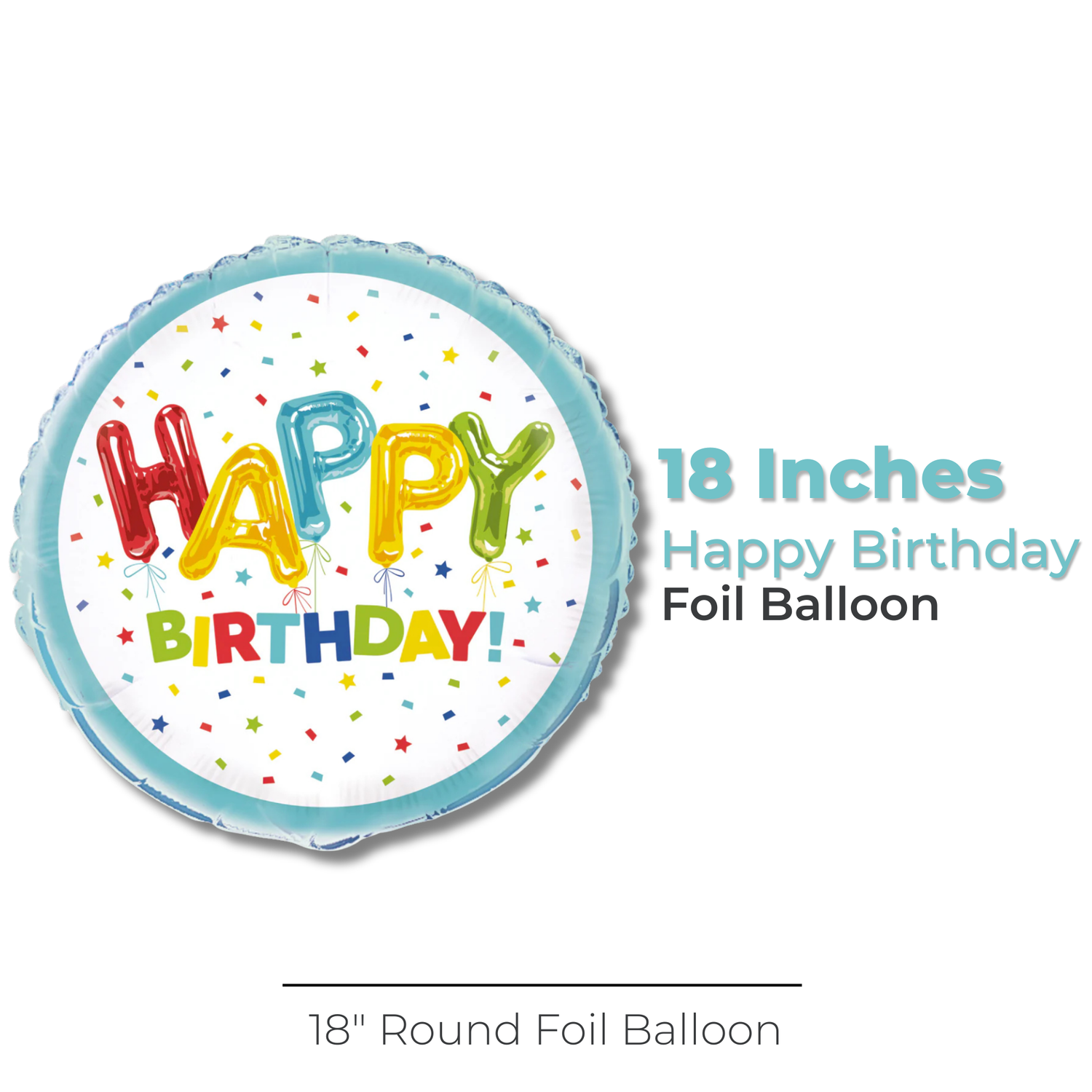Happy Balloon Birthday Round Foil Balloon 18", Packaged