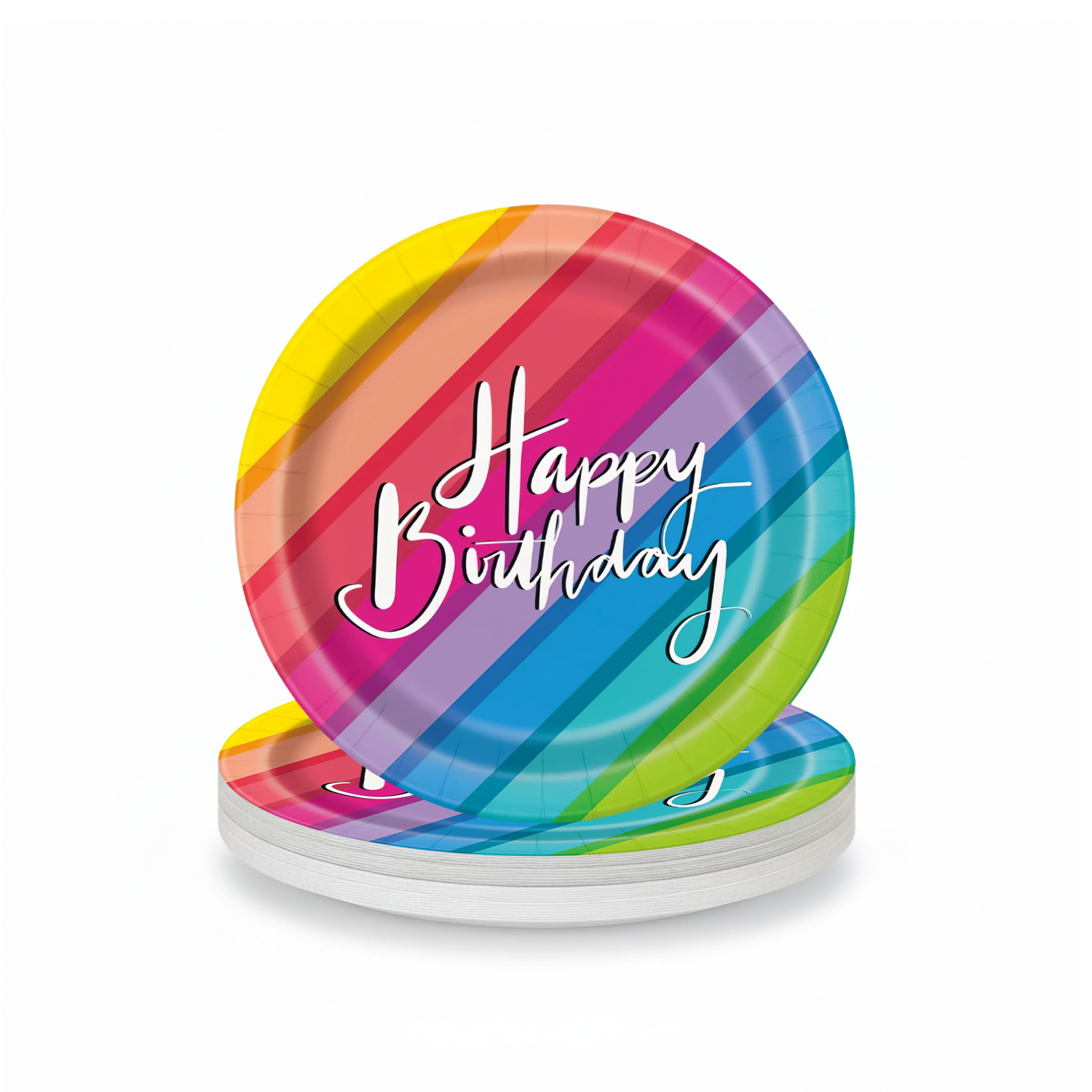 Balloons & Rainbow Birthday Round 7" Dessert Plates, 8ct