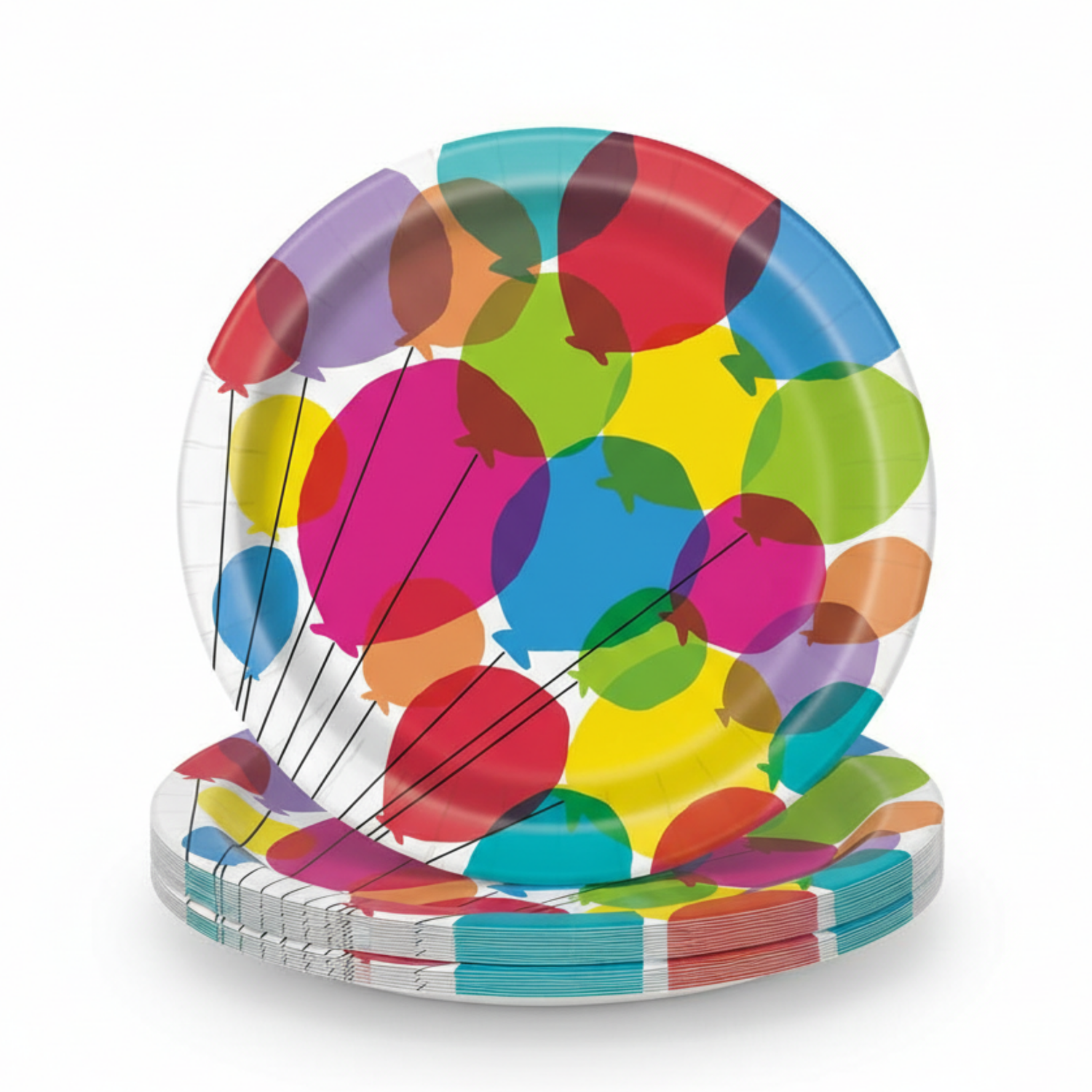 Balloons & Rainbow Birthday Round 9" Dinner Plates, 8ct