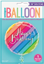 Balloons & Rainbow Birthday Round Foil Balloon 18", Packaged - Image 2