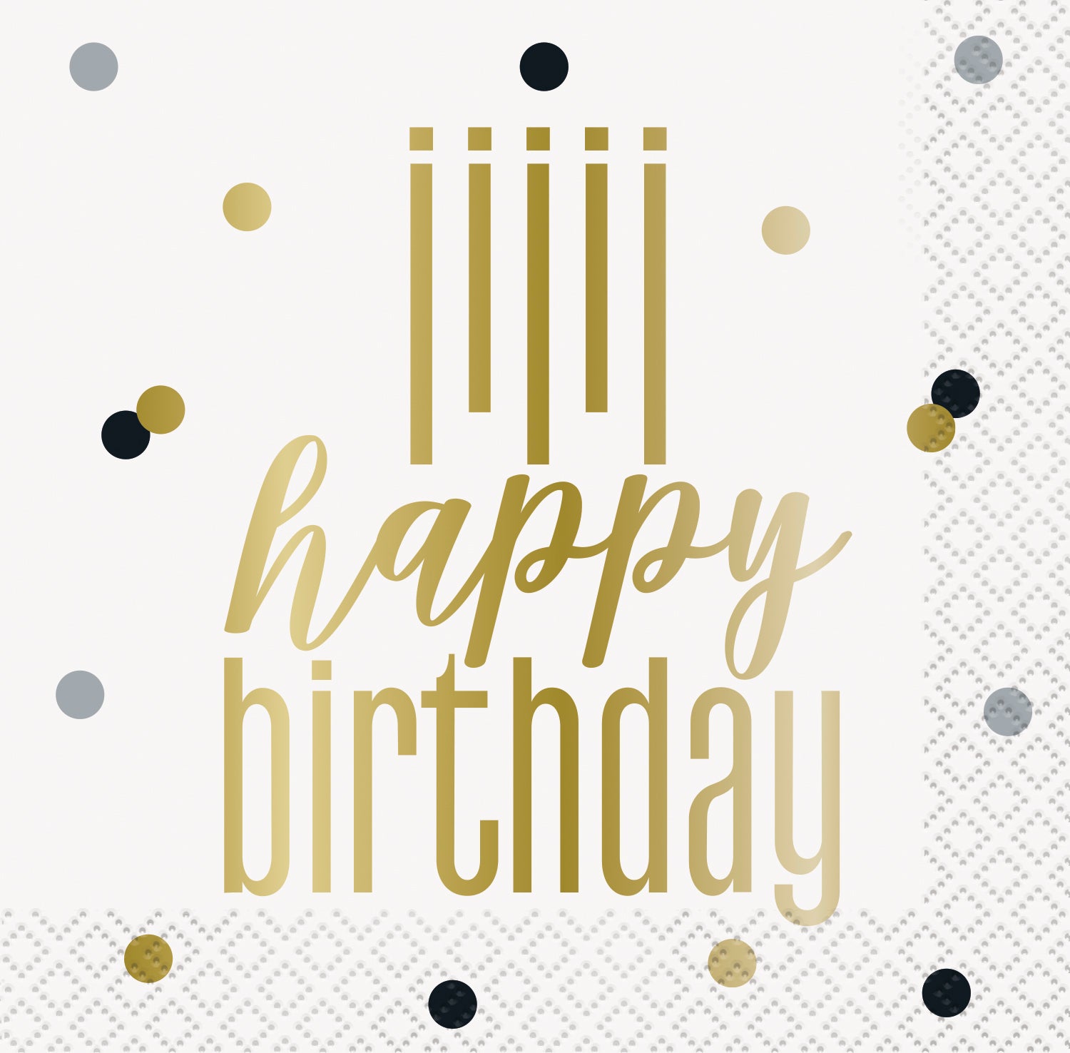 Metallic Happy Birthday Beverage Napkins, 16ct