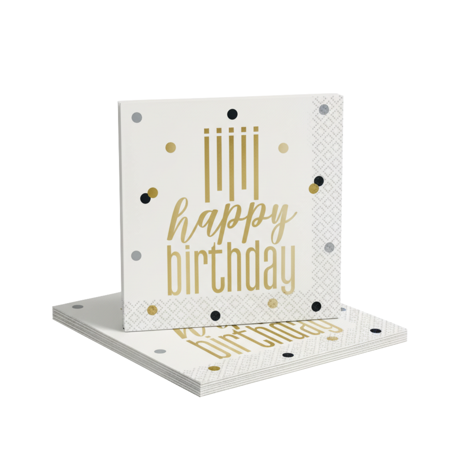 Metallic Happy Birthday Beverage Napkins, 16ct