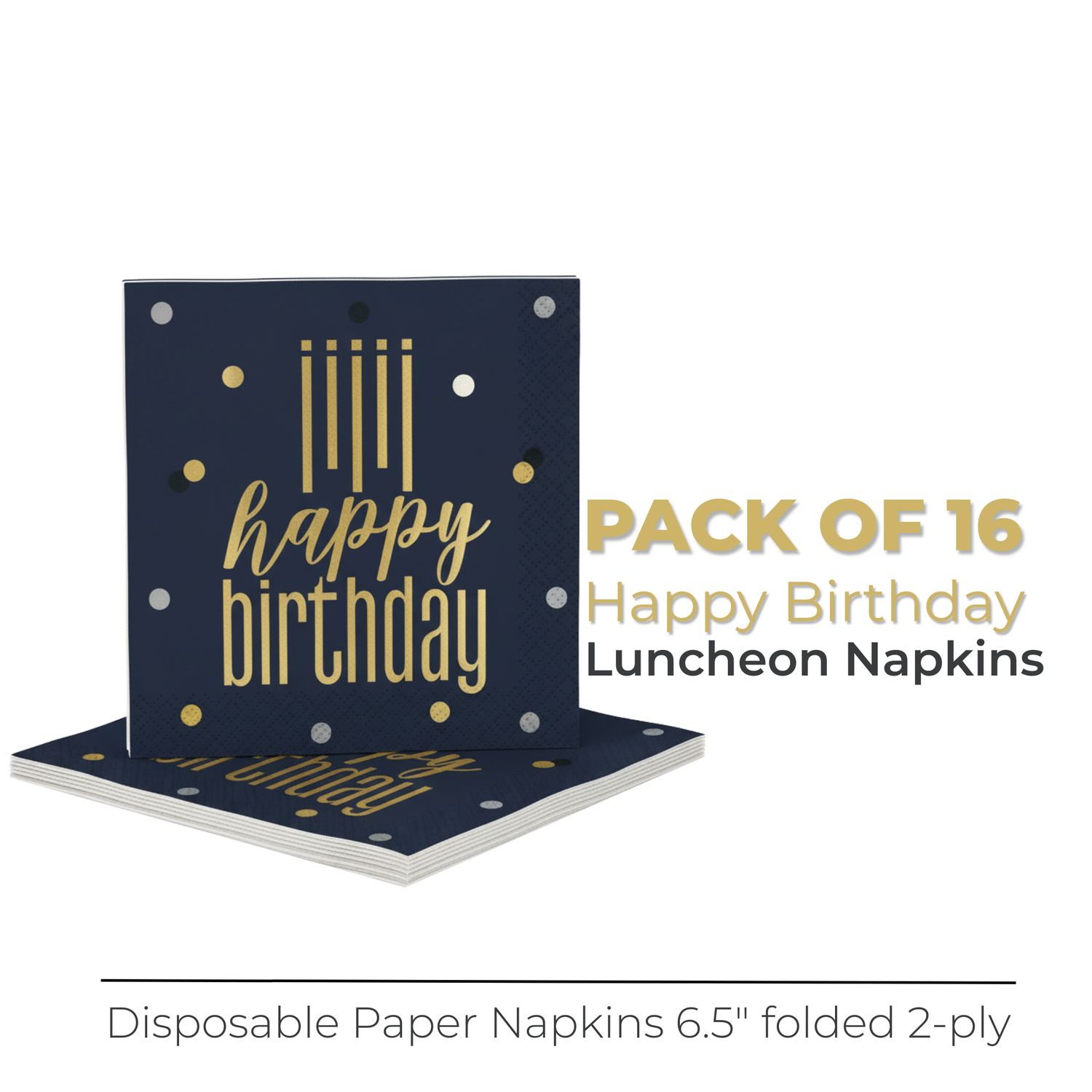 Metallic Happy Birthday Luncheon Napkins, 16ct