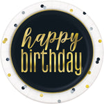Metallic Happy Birthday Round 9" Dinner Plates, 8ct - Foil Stamping