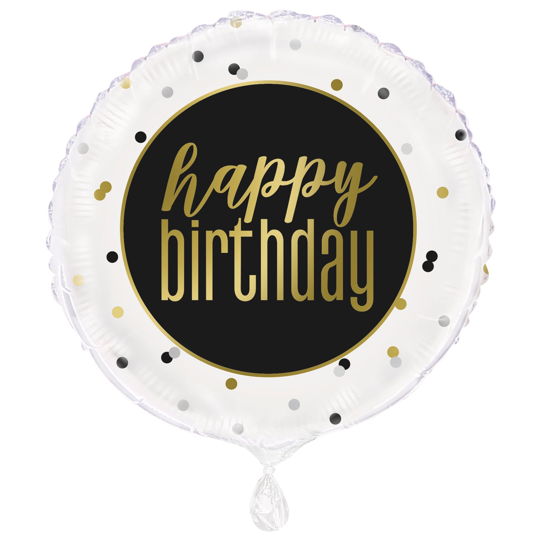 Metallic Happy Birthday Round Foil Balloon 18", Packaged