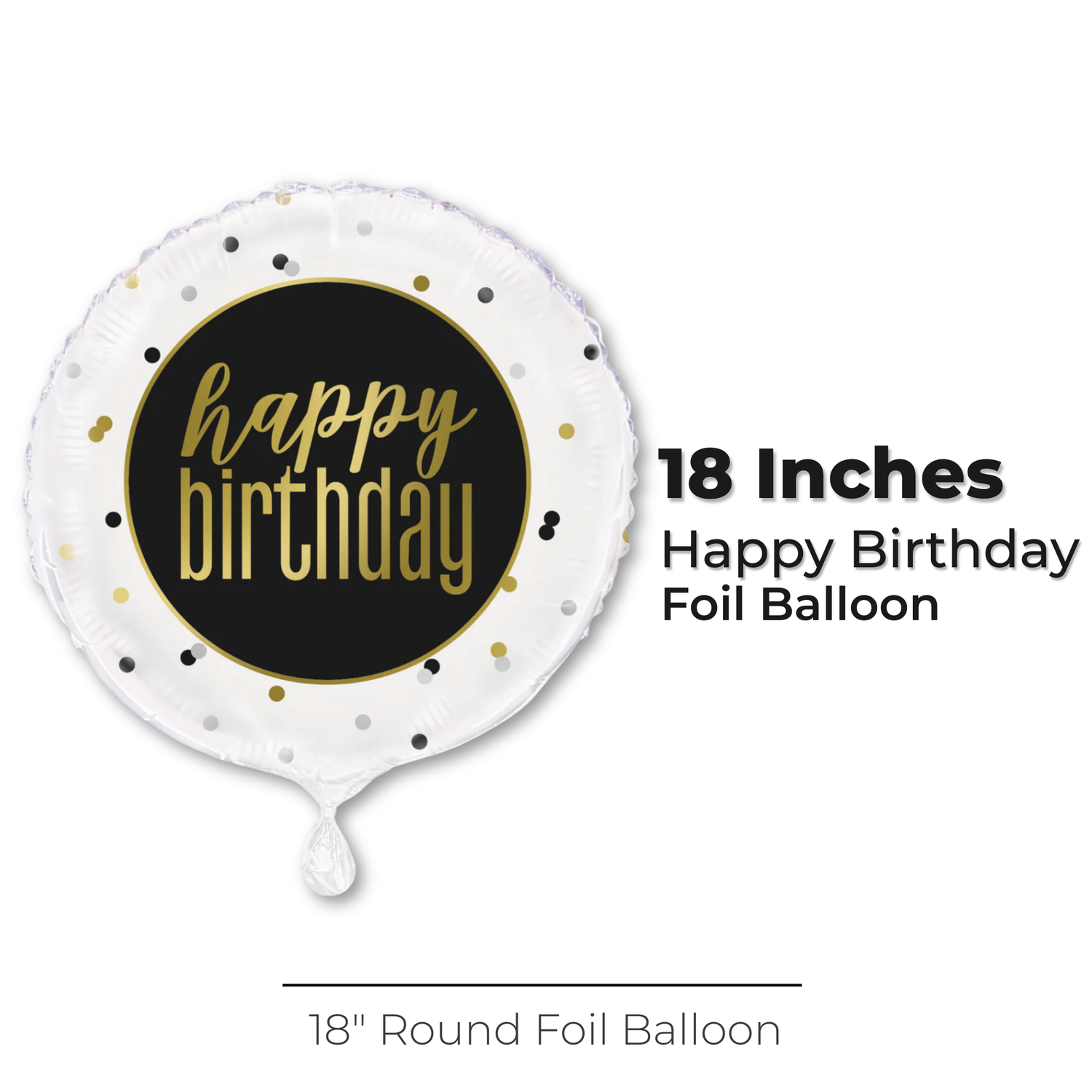 Metallic Happy Birthday Round Foil Balloon 18", Packaged