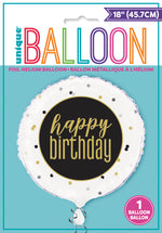 Metallic Happy Birthday Round Foil Balloon 18", Packaged - Image 2