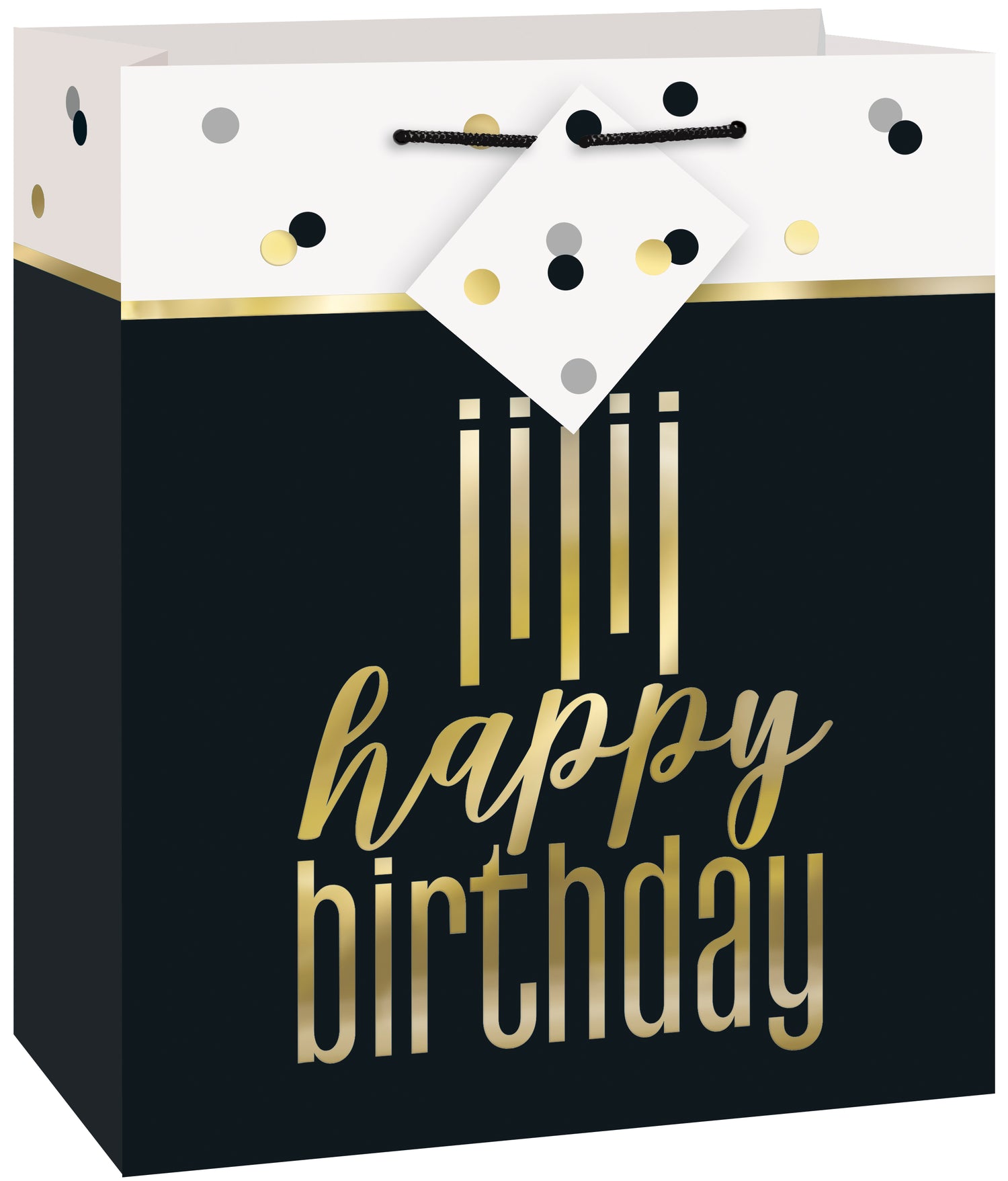 Metallic Happy Birthday Medium Gift Bag - Foil Stamping