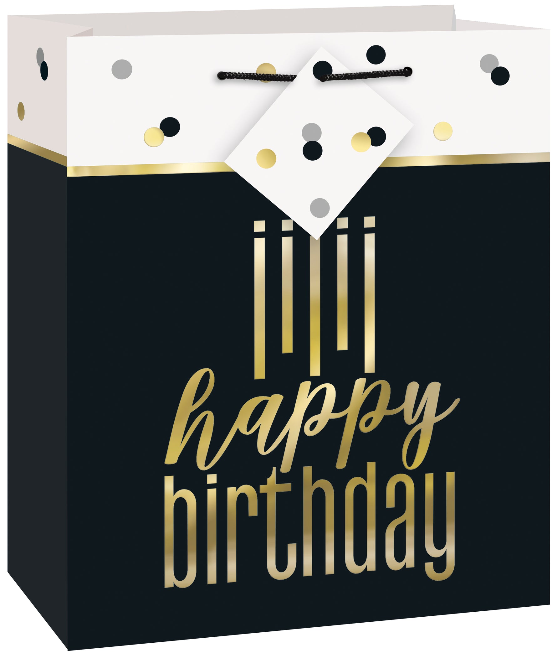 Metallic Happy Birthday Medium Gift Bag - Foil Stamping