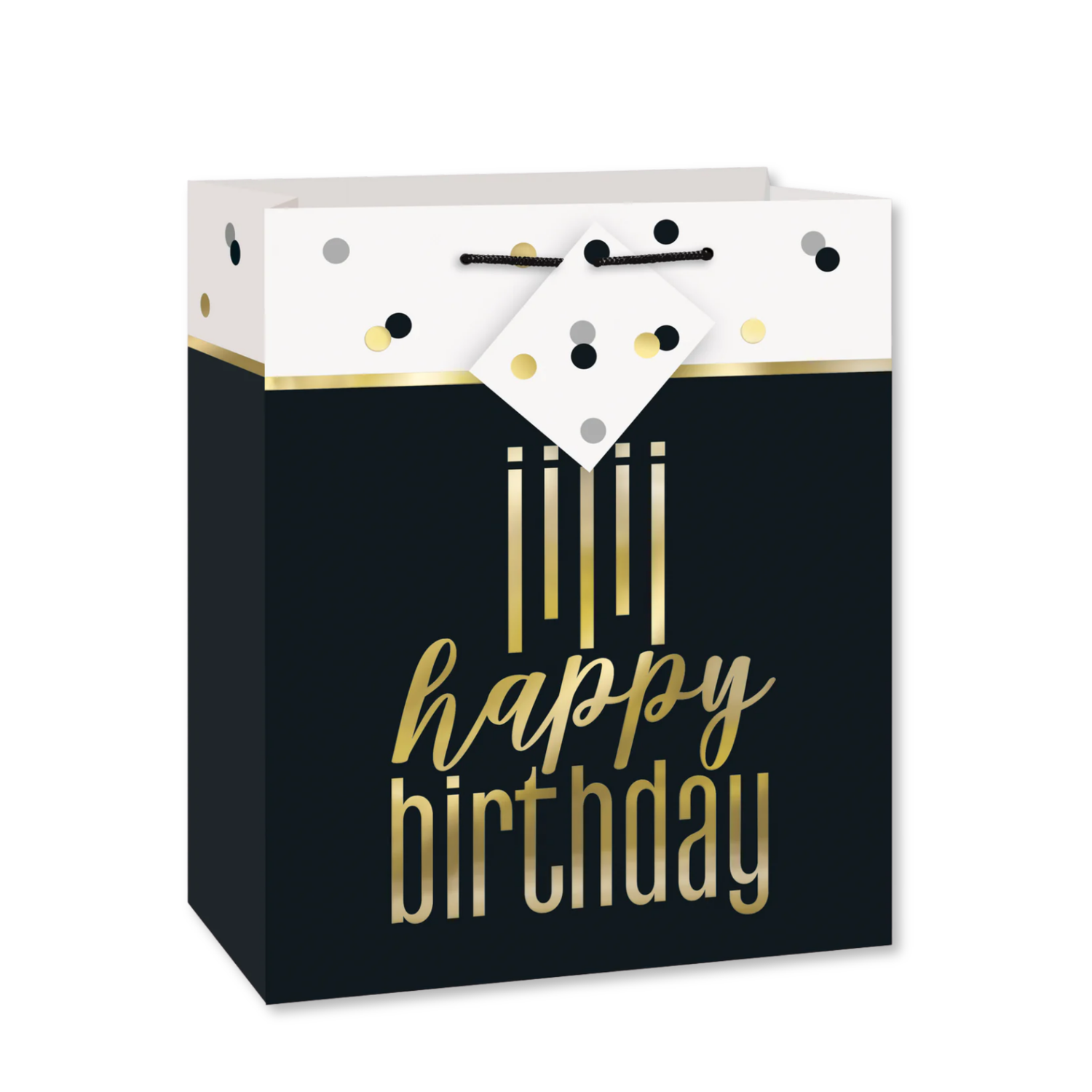 Metallic Happy Birthday Medium Gift Bag - Foil Stamping