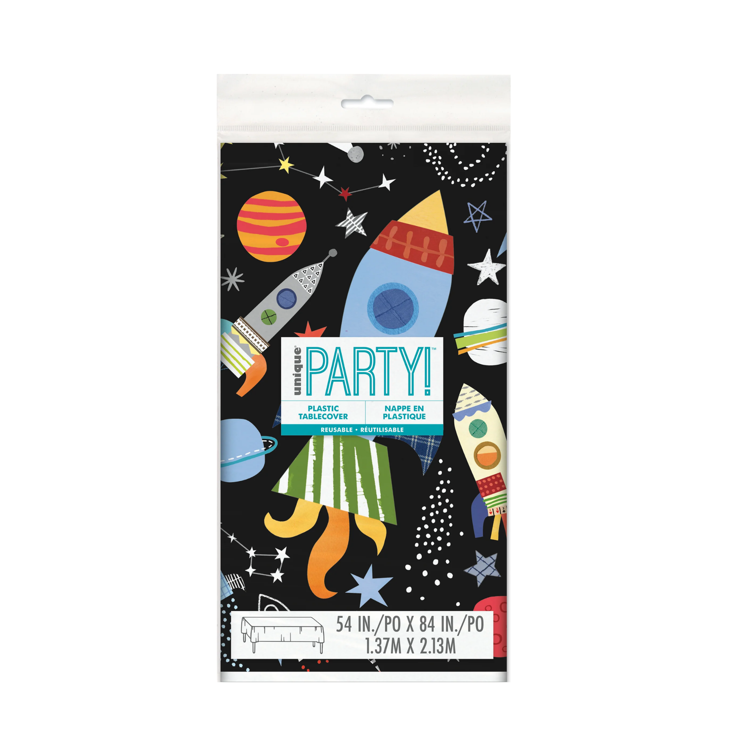 Outer Space Rectangular Plastic Table Cover, 54" x 84"