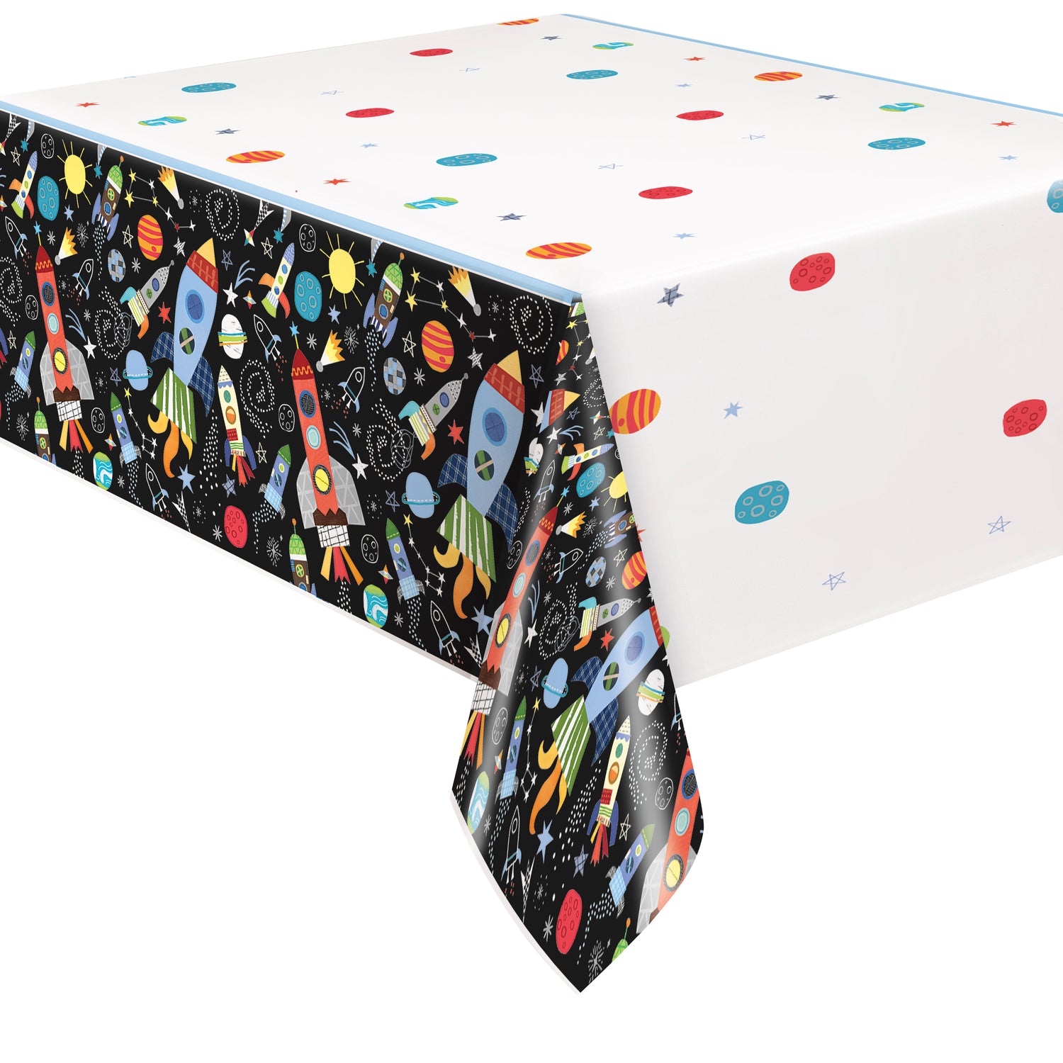 Outer Space Rectangular Plastic Table Cover, 54" x 84" - Image 3