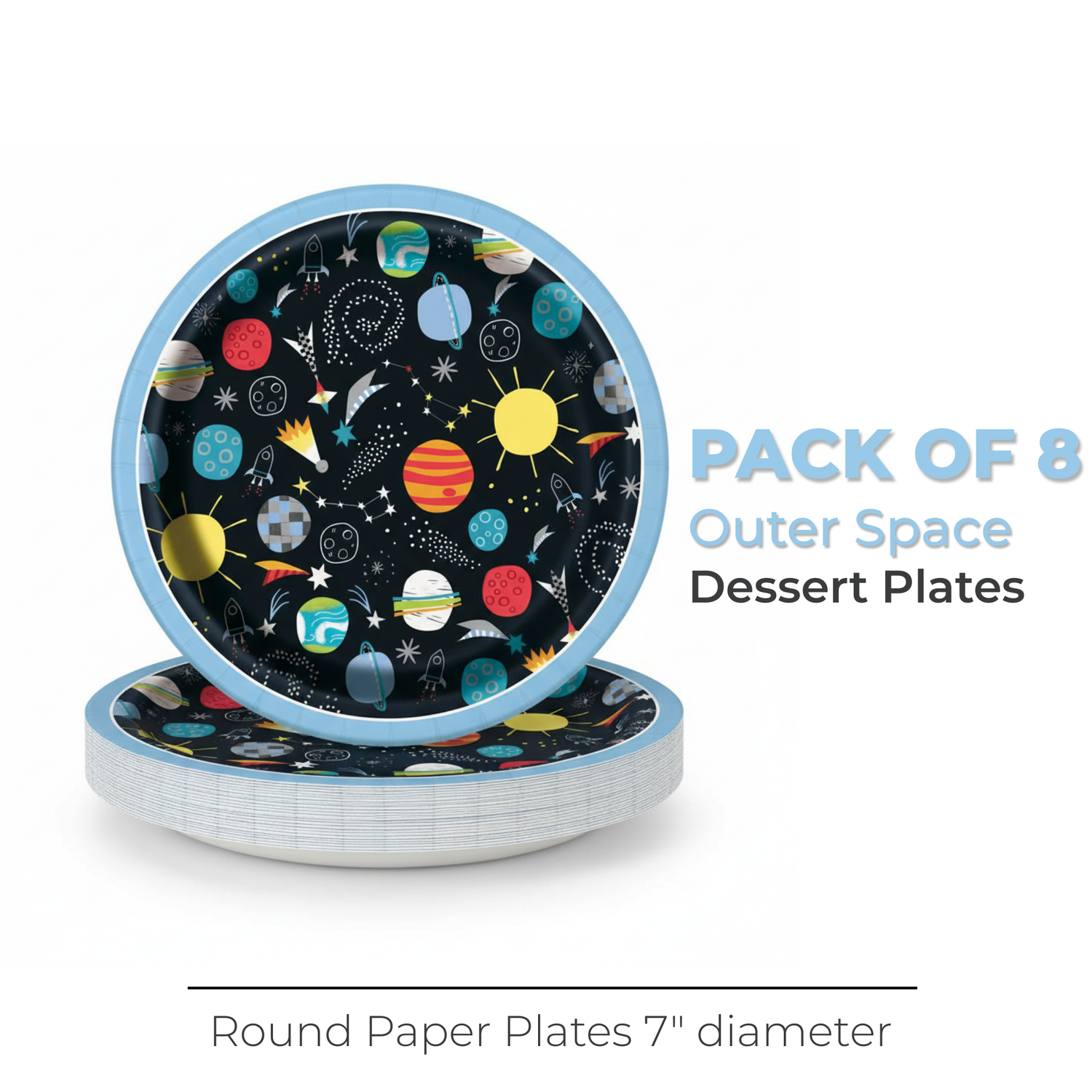 Outer Space Round 7" Dessert Plates, 8ct