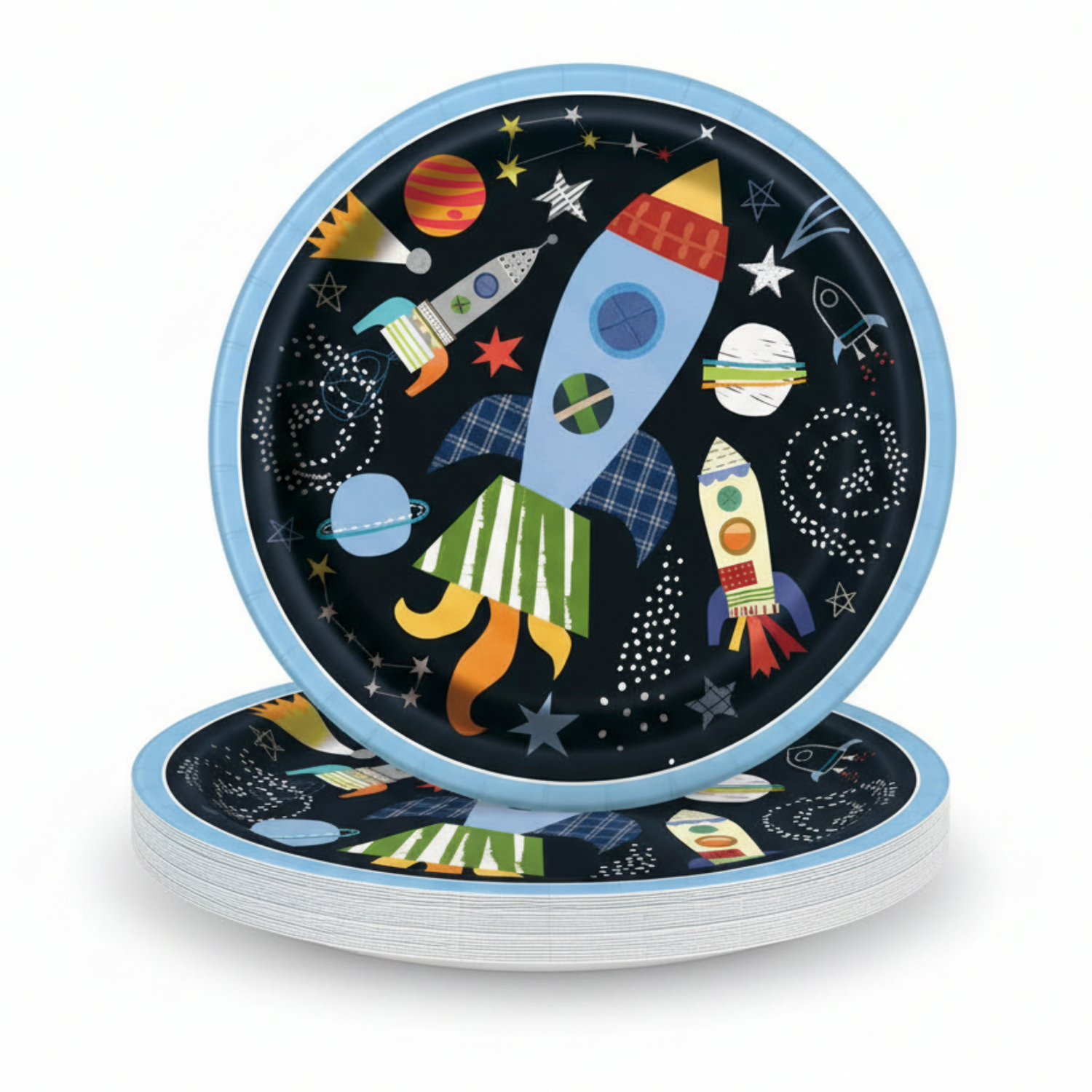 Outer Space Round 9" Dinner Plates, 8ct