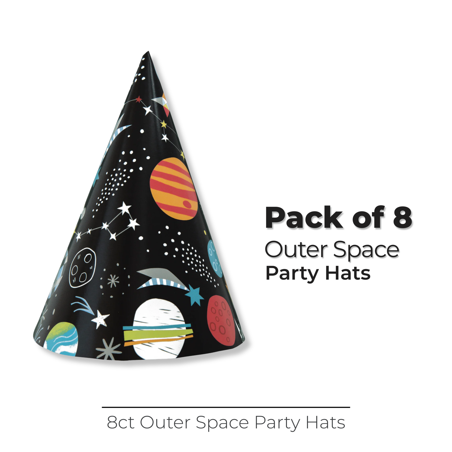 Outer Space Party Hats, 8ct