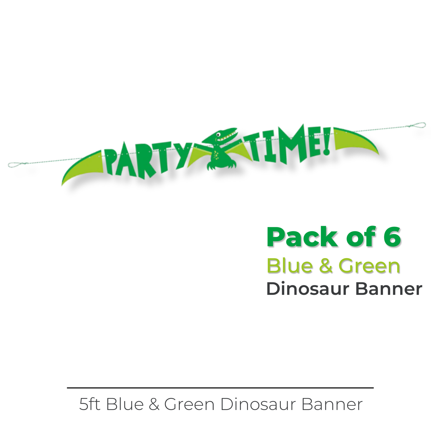Blue & Green Dinosaur Banner, 5ft