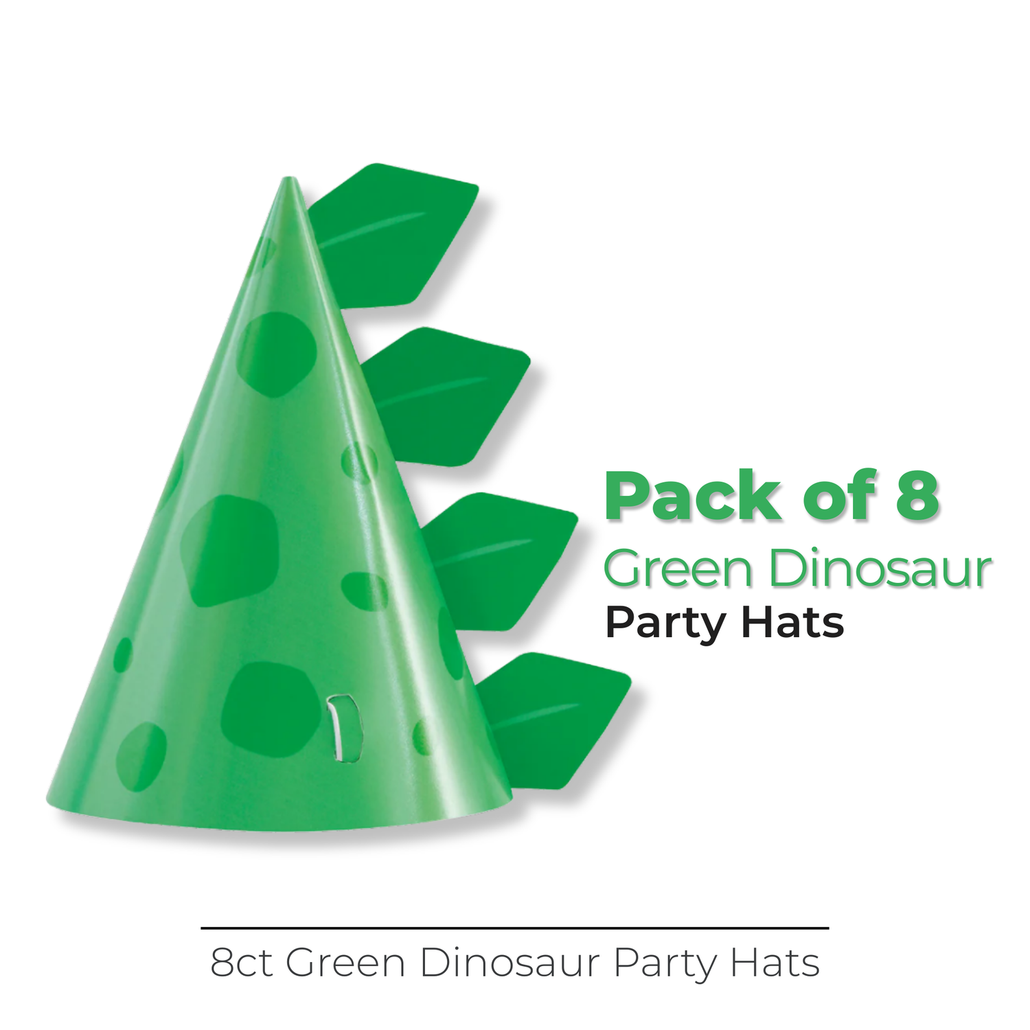 Blue & Green Dinosaur Party Hats, 8ct