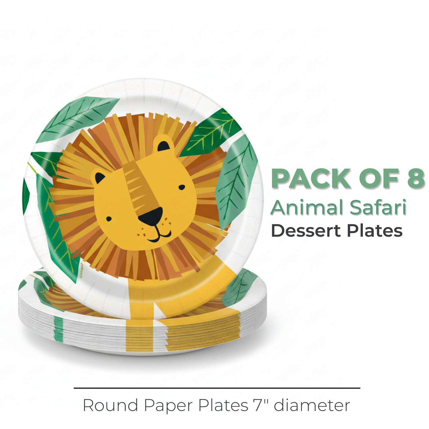 Animal Safari Round 7" Dessert Plates, 8ct