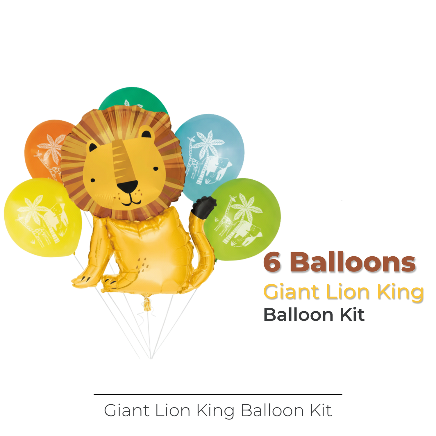 Lion Giant Foil & Latex Balloon Bouquet Kit, 6pc