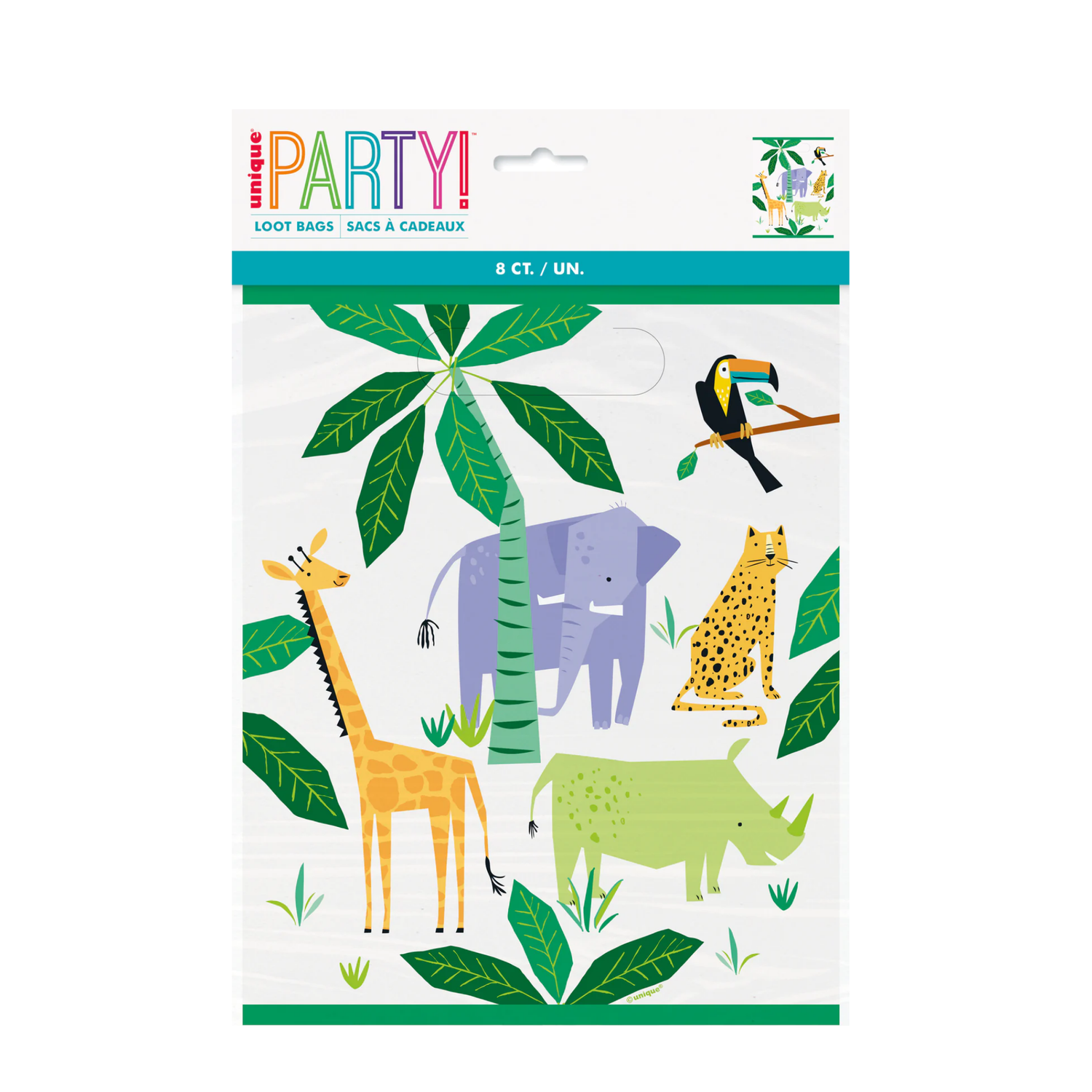 Animal Safari Loot Bags, 8ct
