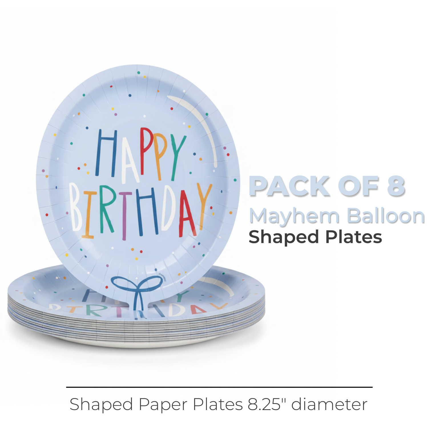 Birthday Mayhem Balloon Shaped 8.25" Plates, 8ct