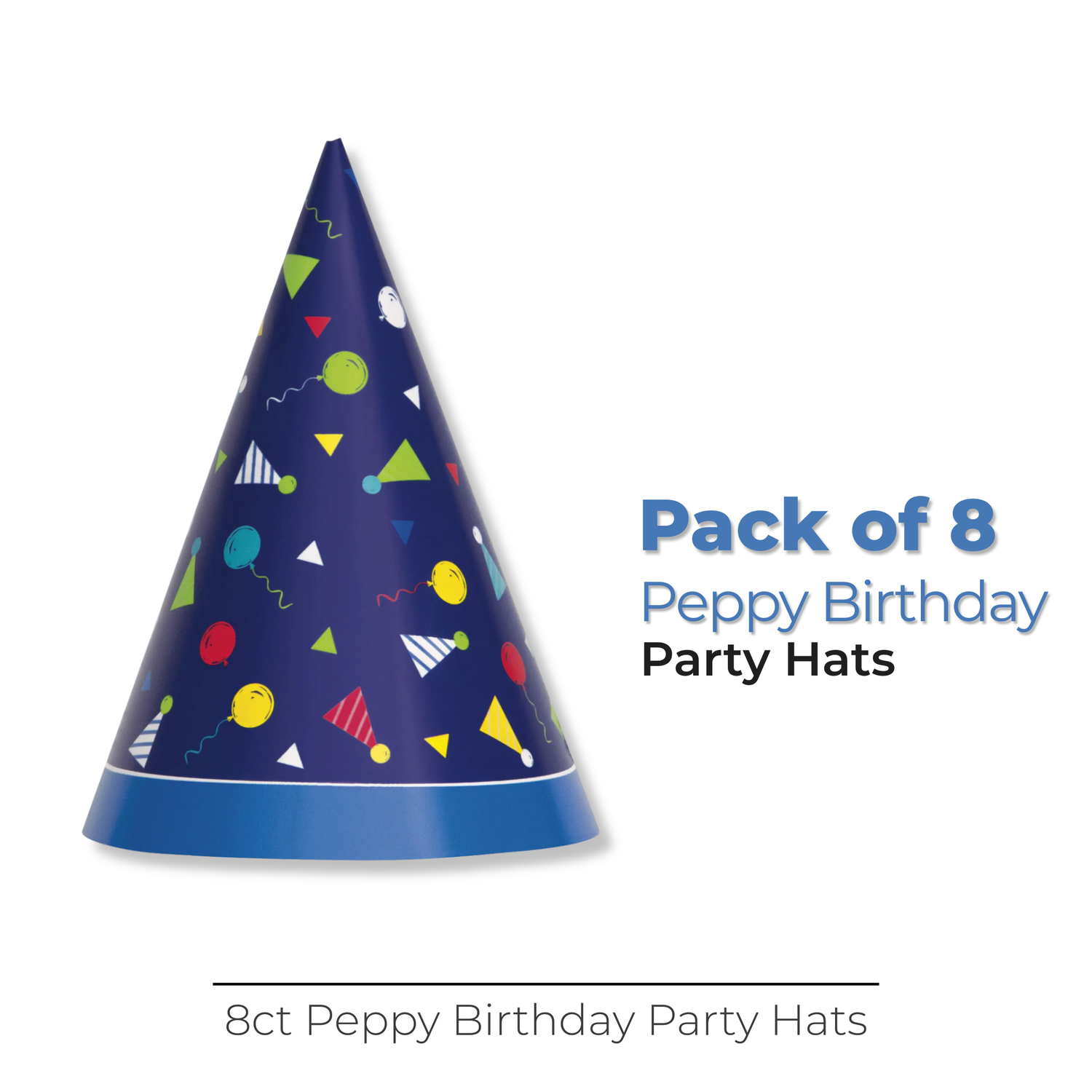 Peppy Birthday Party Hats, 8ct