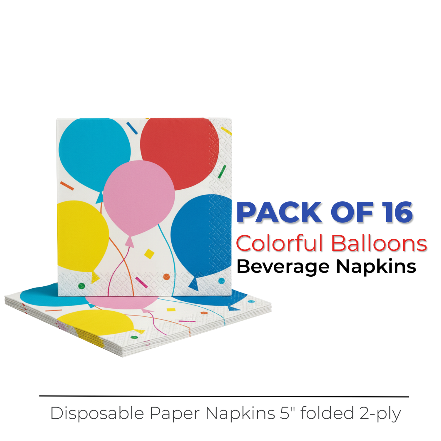 Colorful Balloons Beverage Napkins, 16ct