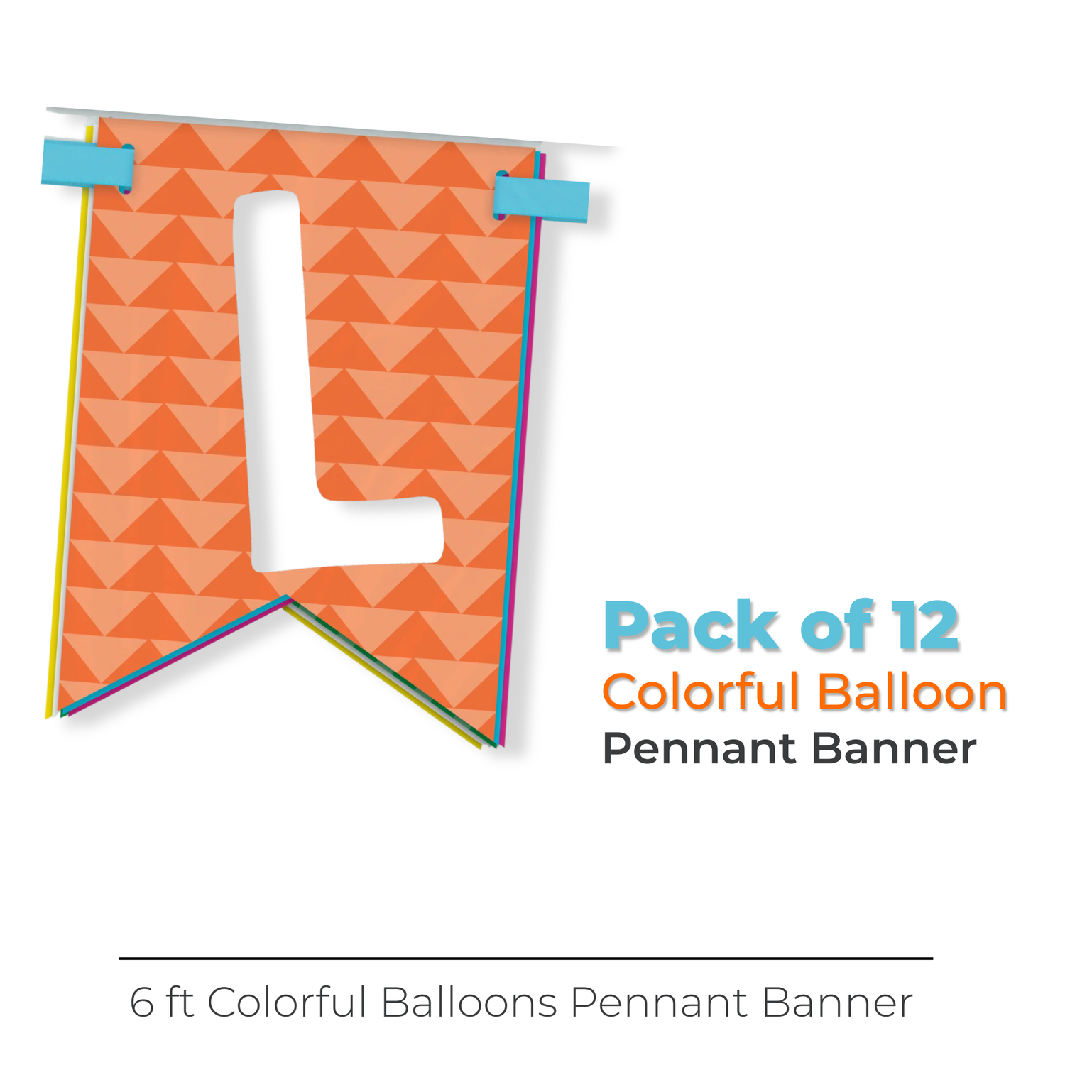 Colorful Balloons Pennant Banner, 6 ft