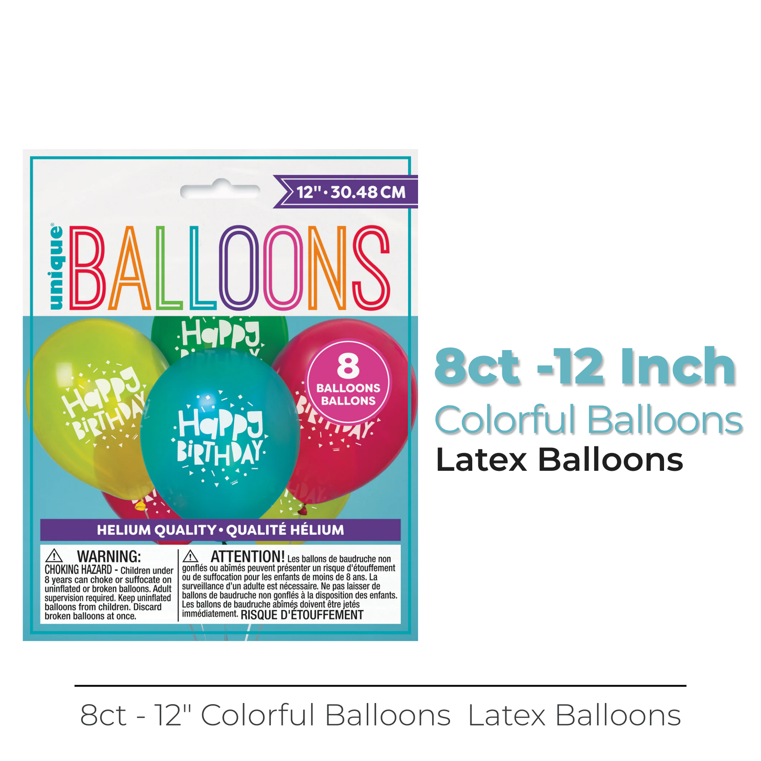 Colorful Balloons 12" Latex Balloons, 8ct