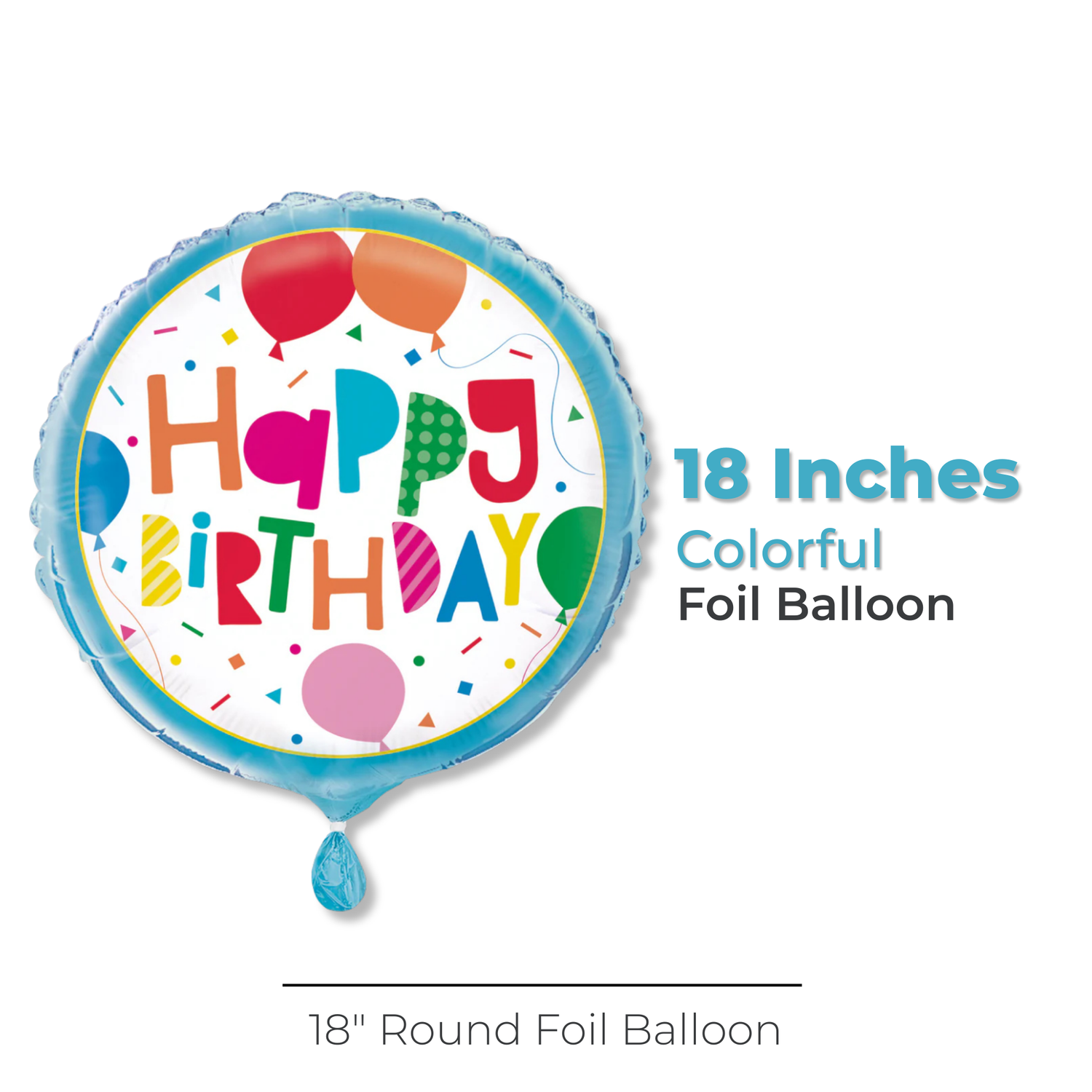 Colorful Balloons Round Foil Balloon 18", Bulk